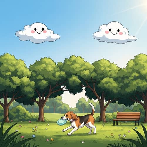 Energetic Beagle Playing Outdoors in Lush Park | Playful Scene