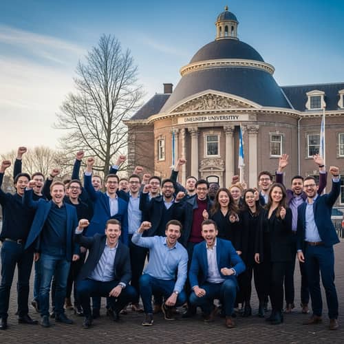 Diverse Group of PhD Students Cheering | University in The Netherlands
