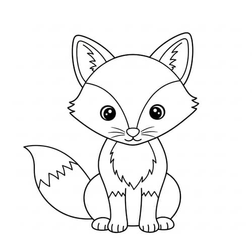 Adorable Fox Coloring Page for 1-Year-Olds
