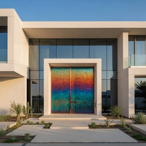 Luxury Modern Villa in Dubai with Copper Pivot Door