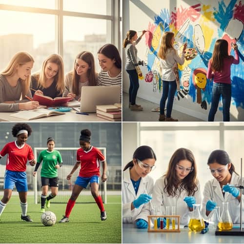 Empowering Diverse Girls Engaged in Various Activities