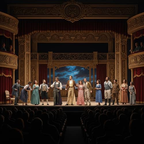 Realistic Oil Painting of Diverse Musical Theatre Scene