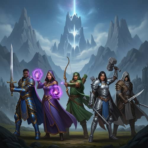 Epic Diverse Heroes in Timeless Landscape | RPG Adventure Art