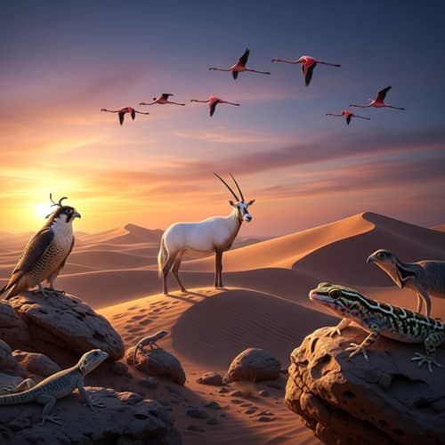 Native Animals of Qatar: Arabian Oryx, Geckos, Flamingos & Falcons