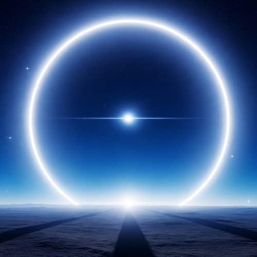 Futuristic Halo Shining in Deep Blue Space | Website Name