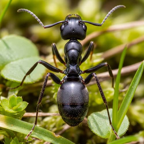 Detailed View of Black Ant - Insect with Six Legs and Segmented Body Parts