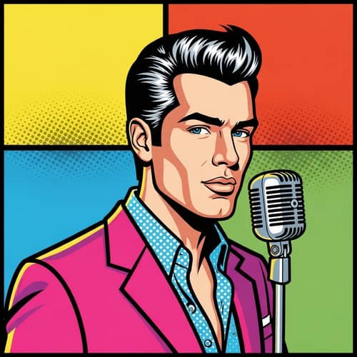 Stylized Icon of Confident South American Male Singer