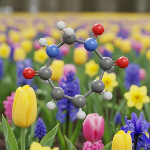 Ebastine Antihistamine with Spring Flowers Background