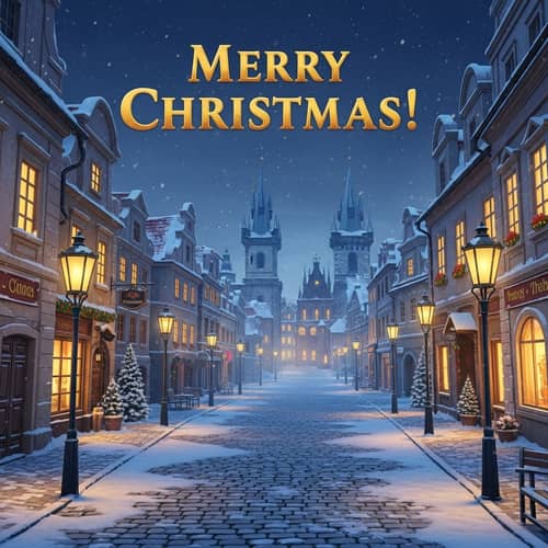 Charming Vintage Town Snowscape | Merry Christmas Game Cover