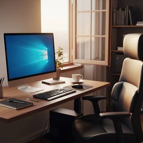 Modern Computer Setup on Wooden Desk | Workspace Design Ideas