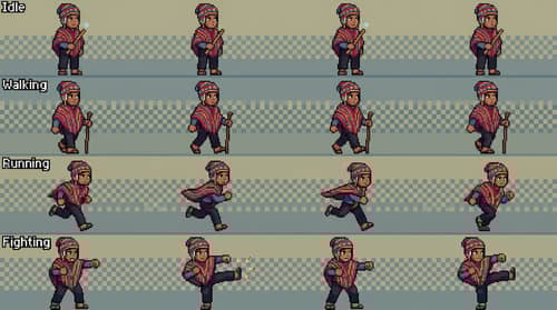 Bolivian Pixel Art Character Animation | Video Game Actions