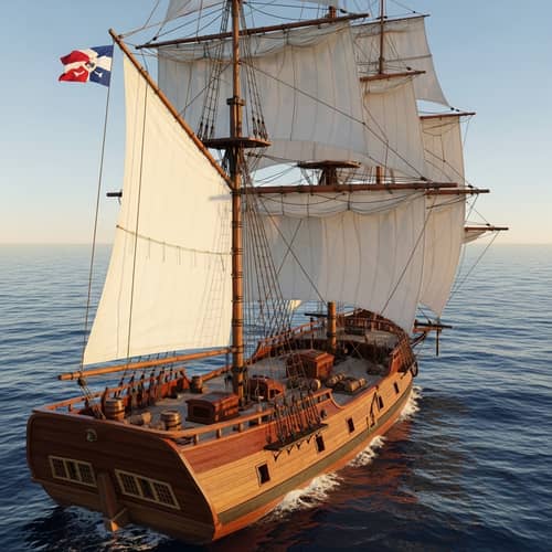 18th Century Sailing Ship | Wooden Hull, White Sails & Adventure