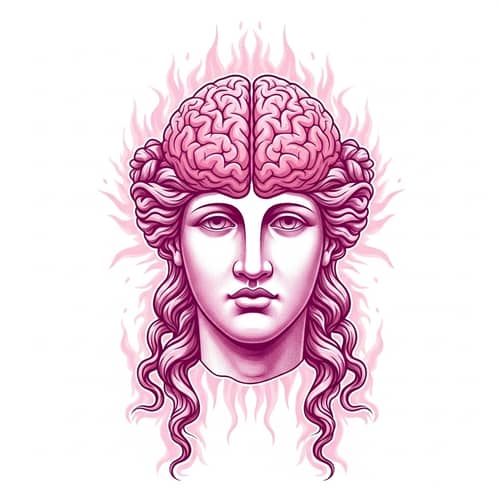Pink Themed Greek Goddess Head with Visible Brain