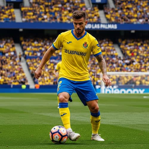 Skillful Soccer Player in UD Las Palmas Jersey | Intense Dribbling Action