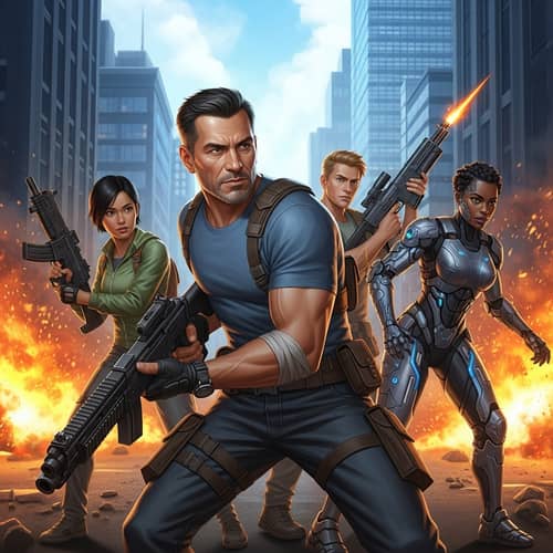Epic Free Fire Battle: Middle-Aged Hispanic Protagonist vs Diverse Opponents