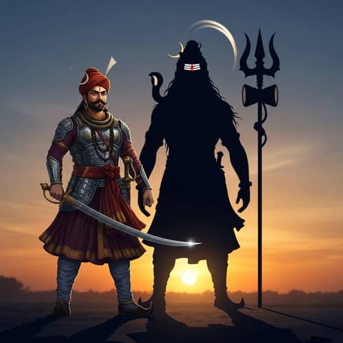 Warrior King Shivaji Maharaj with Divine Shadow | Mystical Image