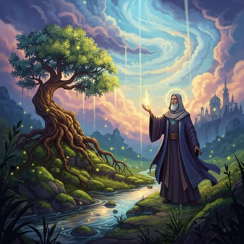 Spiritual Figure Revered for Miracles in Enchanting Scene