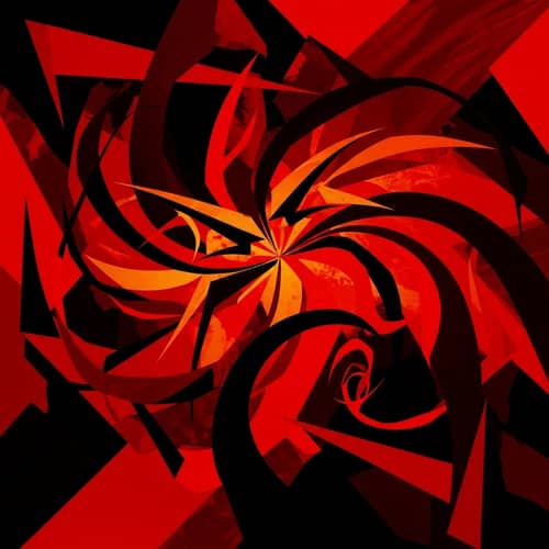 Abstract Anger | Intense Geometric Pattern in Fiery Reds & Blacks