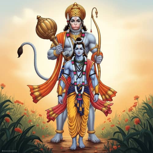 Guardian Deity Behind Revered Leader - Divine Bond Visualized