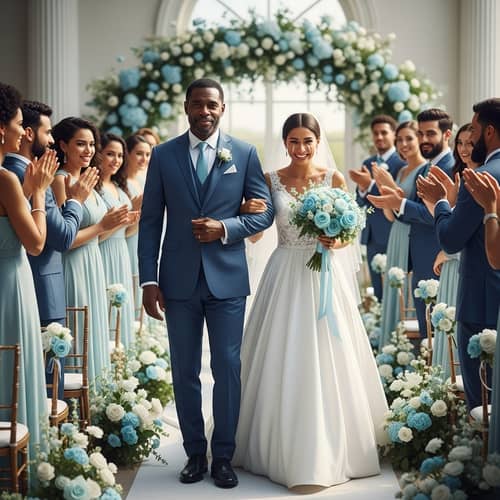 Heartfelt Moment: African American Father Escorting Daughter from Wedding