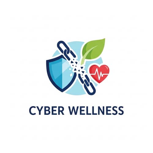 Cyber Wellness Logo: Digital Safety & Health Concept