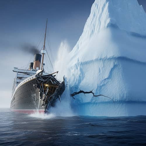 Ship Colliding with Iceberg - Realistic Maritime Disaster Scene