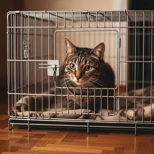 Cat in Cage - Captivating Image