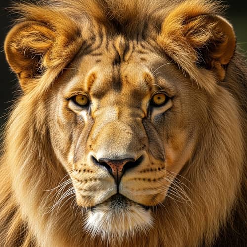 Majestic Lion Close-Up: Golden Fur & Piercing Eyes