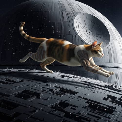 Cat Running on Death Star Surface | Star Wars Franchise
