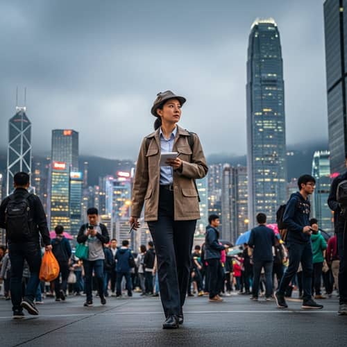 Asian Female Detective in Action | City Investigation Scene