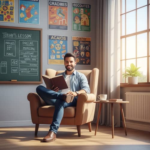 Relaxed Teacher in Classroom Setting | TeachWell Institute