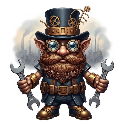 Steampunk Gnome: Intricately Designed Metal Creature