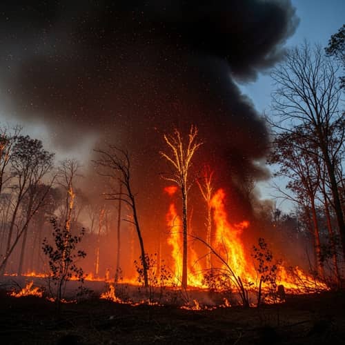 Wild Forest Fire: A Frightening Scene of Uncontrollable Blaze