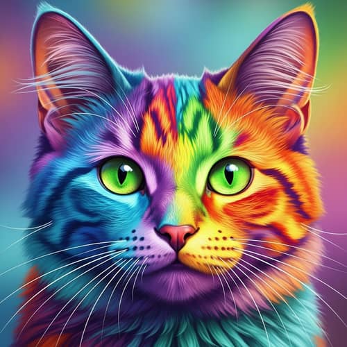Vibrant and Colorful Cat Face Portrait