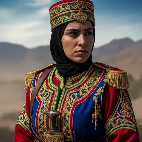 Female Moroccan Soldier in Traditional Military Attire | War Drama Genre
