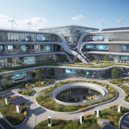 Futuristic School Building with Advanced Architecture