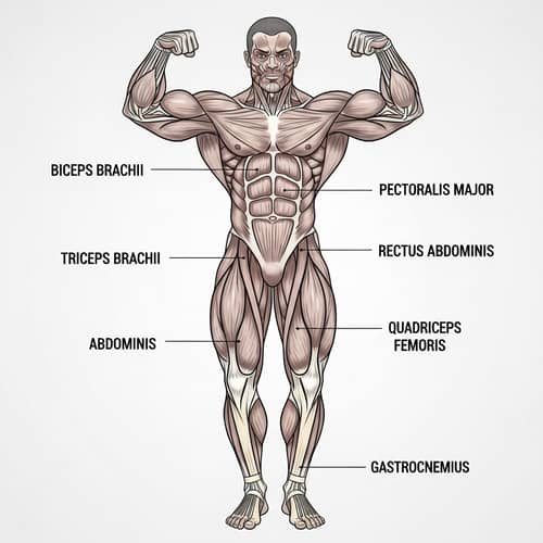 Muscular Bodybuilder Anatomy - Detailed Illustration