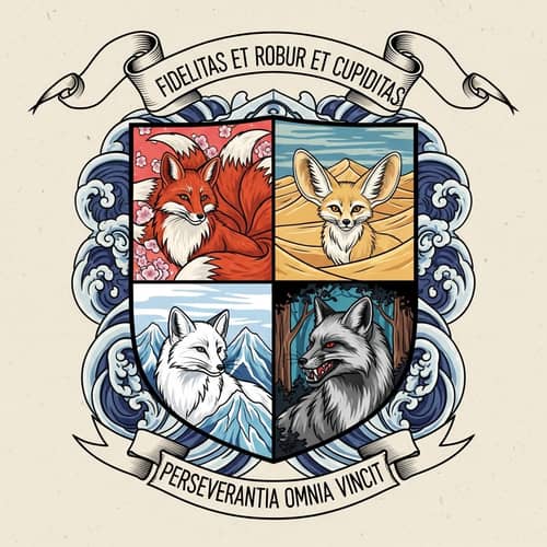 Japanese Art Family Crest: Loyalty, Strength, Ambition & Foxes