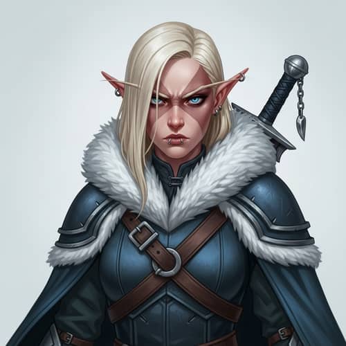 Stern Half-Elf Rogue Illustration | Striking Blonde Hair