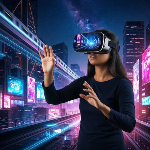 Immerse Yourself in a Futuristic Cityscape with VR Glasses