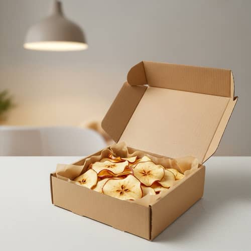 Crispy Apple Chips in Stylish Open Box - Ready-to-Eat Snack