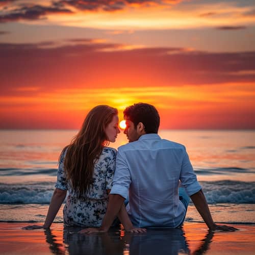 Romantic Ocean Sunset | Caucasian Girl & Middle Eastern Boy