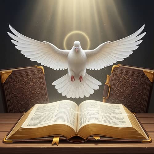 Holy Spirit Dove Over Bible | Spiritual Symbolism Illustration