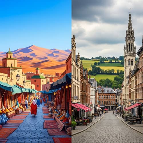 Morocco vs Belgium: Contrasting Landscapes in Artistic Interpretation