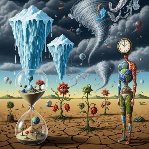 Surreal Climate Change Art: Exaggerated Transformation of Nature