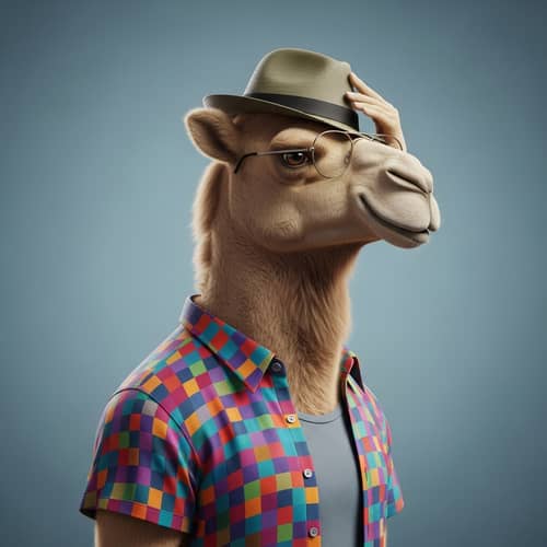 Anthropomorphic Camel Profile Picture with Glasses and Casual Outfit