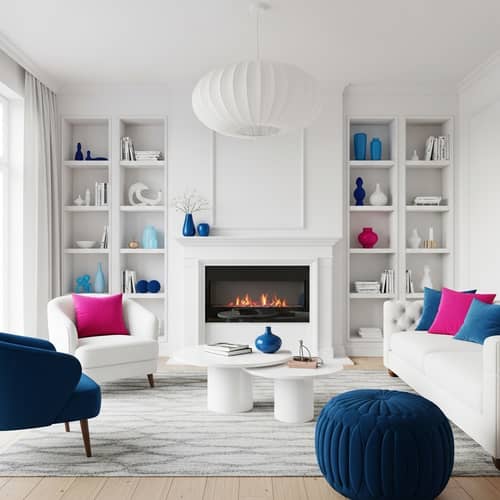 Contemporary Minimalist Living Room with Vibrant Accents