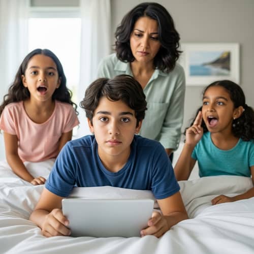 Late for Online School: Teenage Boy's Morning Chaos