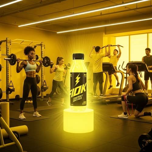 Vibrant Gym Goers Enjoying Energy Drinks