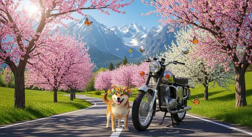 Springtime in Slovakia: Blooming Trees, Sun, Mountains & Shiba Inu Dog